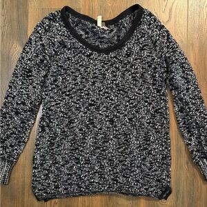Free People We the Free Black and White Knit Sweater